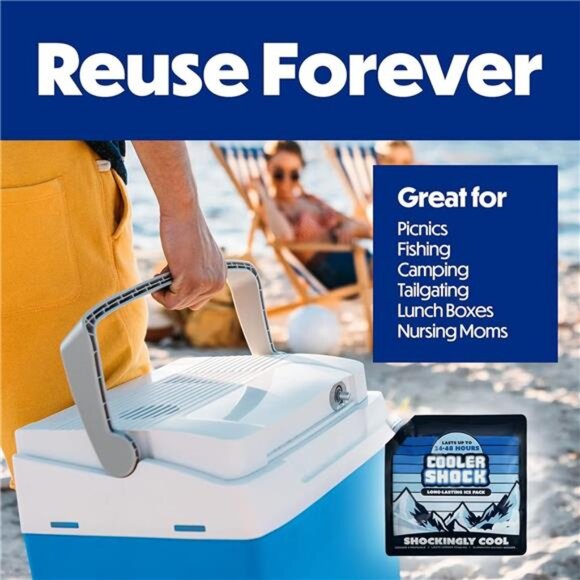 Cooler Shock Reusable Ice Packs for Cooler - Long Lasting Cold Freezer Packs - Picture 6 of 7